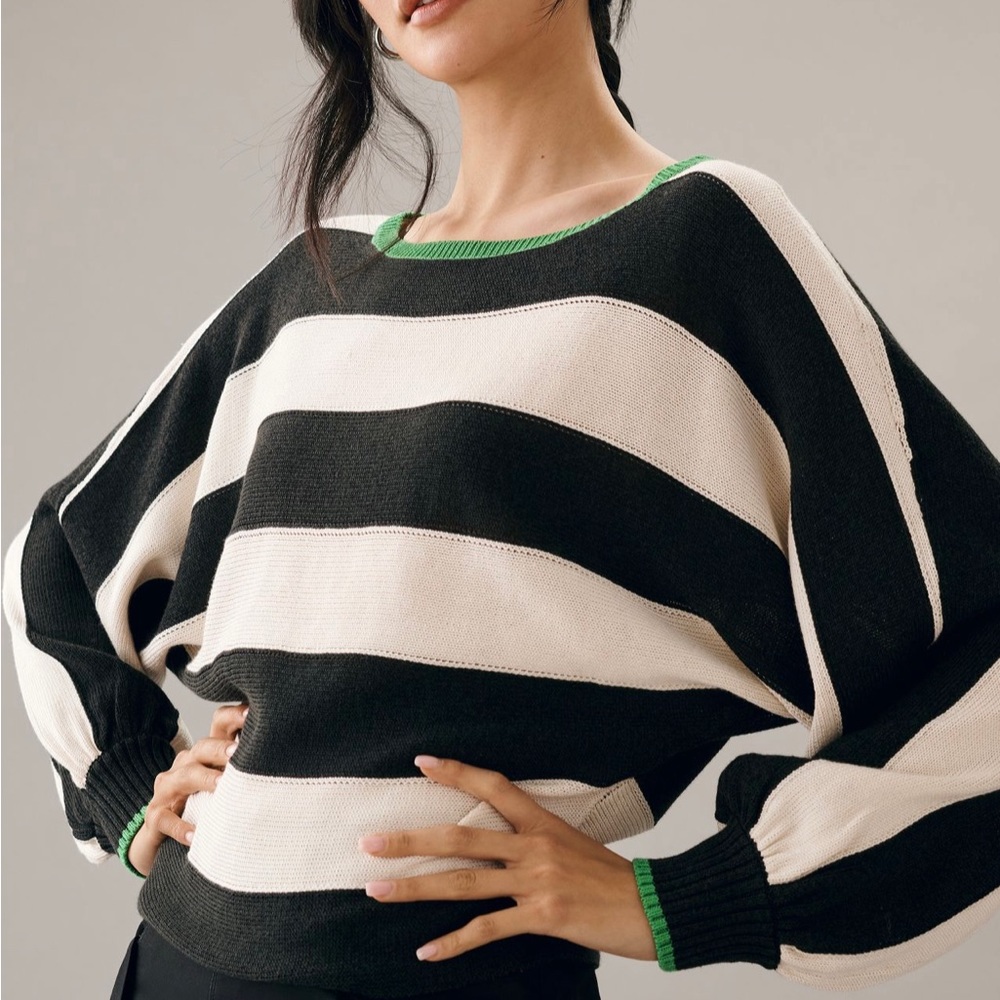 Anthropology MAEVE slouchy boat neck stripe sweater NWT